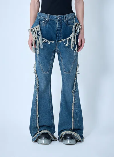 Rick Owens Drkshdw Slivered Bootcut Jeans In Blue