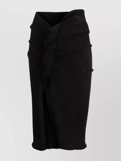Rick Owens Drkshdw Sloping Split Asymmetrical Skirt In Black