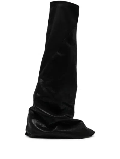 RICK OWENS DRKSHDW SLOUCHY LAYERED KNEE-HIGH BOOTS