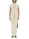 Rick Owens Drkshdw "small Level T" Cropped T-shirt In Ivory