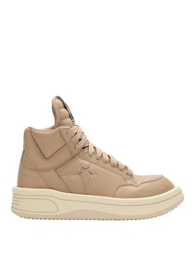 Rick Owens X Converse Turbowpn Leather Platform Sneakers In Beige
