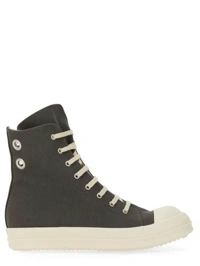 Rick Owens Drkshdw High-top Cotton Sneakers In Gray