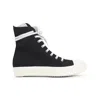 Rick Owens Drkshdw High-top Round Toe Rubber Sole Sneakers In Black