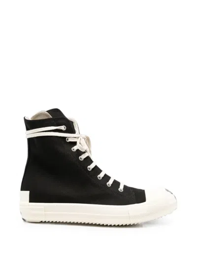 Rick Owens Drkshdw High-top Sneakers With Off-white Accents And Side Zipper In Black