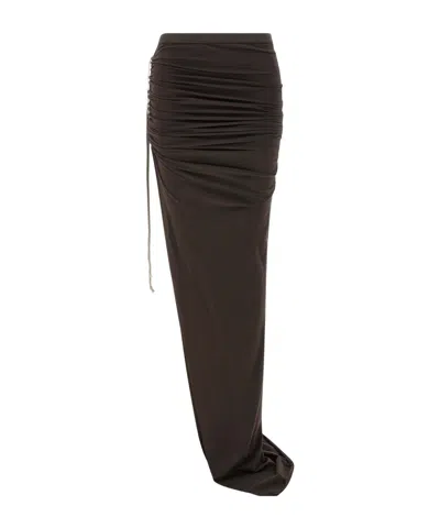 Rick Owens Drkshdw Edfu Side-split Maxi Skirt In Brown
