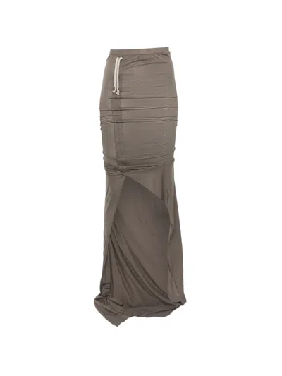 Rick Owens Drkshdw Soft Edfu Slit-detail Maxi Skirt In Brown