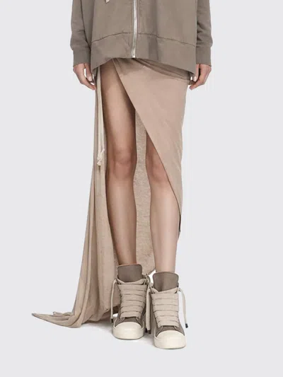 Rick Owens Drkshdw Soft Edfu Slit-detail Maxi Skirt In Neutral