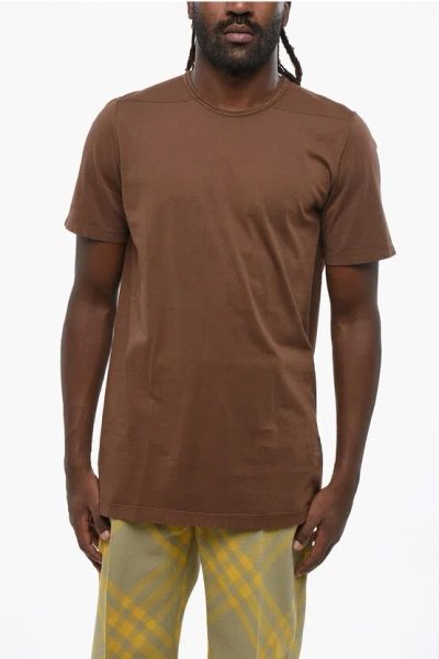 Rick Owens Drkshdw Solid Color Crew-neck T-shirt In Brown