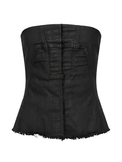 Rick Owens Drkshdw Splintered Bustier Top In Black