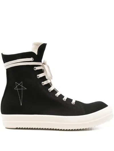 Rick Owens Drkshdw Star-embroidered Zip-fastening Sneakers In Black