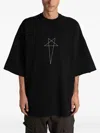 Rick Owens Drkshdw Graphic Print Short Sleeve Tie Detail Top In Black