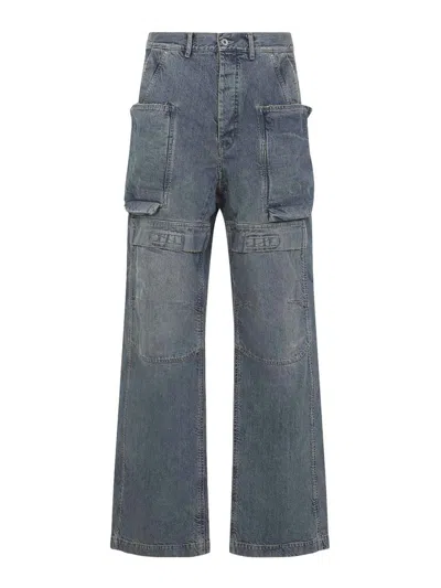Rick Owens Drkshdw Stefan Cargo Pants In Blue