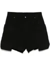 Rick Owens Drkshdw Cargo Pockets Shorts Frayed Hem In Black