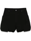 Rick Owens Drkshdw Cargo Pockets Shorts Frayed Hem In Black