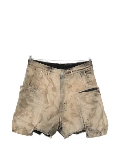 Rick Owens Drkshdw Stefan Frayed Shorts In Brown