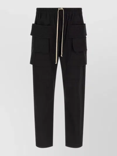 Rick Owens Drkshdw Straight Leg Cargo Drawstring Pants Creatch In Black