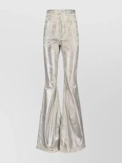 RICK OWENS DRKSHDW STRAIGHT TROUSERS FLARED METALLIC FINISH