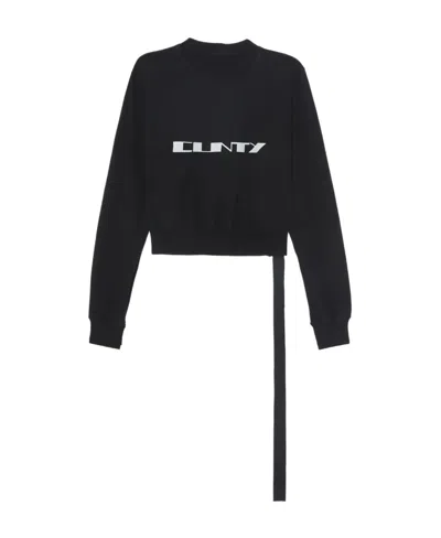 Rick Owens Drkshdw Strap-detail Cropped Cotton Sweater In Black