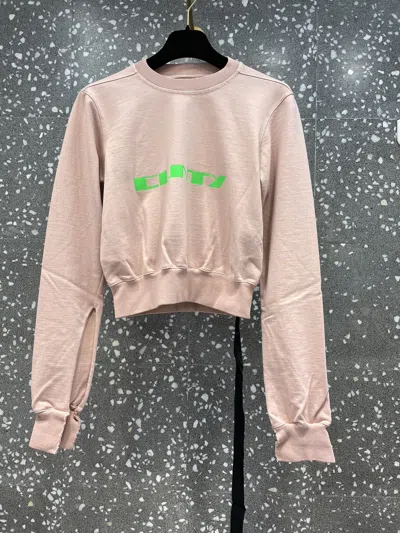 Rick Owens Drkshdw Strap-detail Cropped Cotton Sweater In Pink