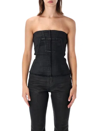 Rick Owens Drkshdw Strapless Corset Top In Black