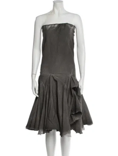 Pre-owned Rick Owens Drkshdw Strapless Knee-length Dress In Gray