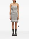 Rick Owens Drkshdw Splintered Denim Bustier Mini Dress In Gray