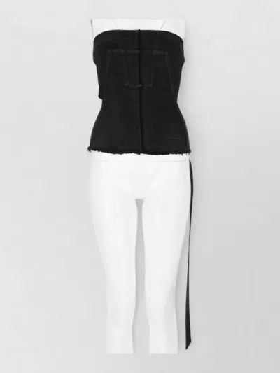 Rick Owens Drkshdw Splintered Bustier Asymmetrical Cotton-blend Bustier In Black