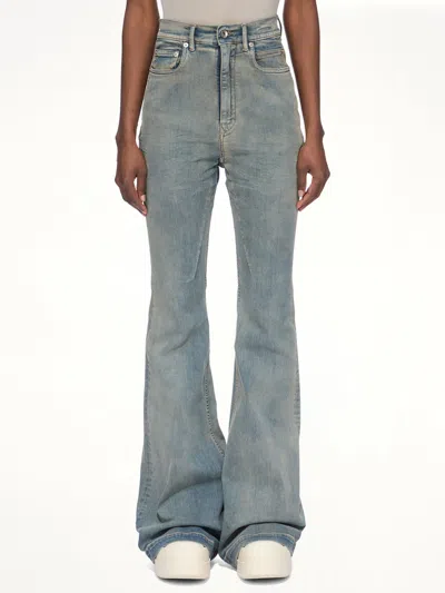 Rick Owens Drkshdw Stretch Denim Bolan Bootcut In Blue