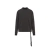 Rick Owens Drkshdw Long Sleeve Crew Neck Sweatshirt With Side Tie In Nude