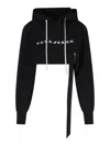 Rick Owens Drkshdw Hoodie Short Drawstring Detail In Black