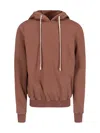 Rick Owens Drkshdw Hooded Sweatshirt With Ribbed Cuffs And Hem In Brown
