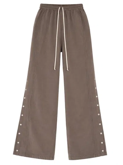 Rick Owens Drkshdw Neutrals Side Snap Button Elastic Waistband Sweatpants In Brown