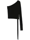 Rick Owens Drkshdw Ziggy Asymmetric-neckline Long-sleeve T-shirt In Black
