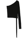 Rick Owens Drkshdw Ziggy Asymmetric-neckline Long-sleeve T-shirt In Black