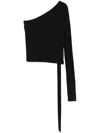 Rick Owens Drkshdw Ziggy Asymmetric-neckline Long-sleeve T-shirt In Black