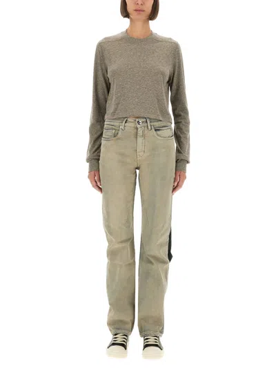 Rick Owens Drkshdw Long-sleeve Cropped Small Level T-shirt In Gray