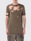 Rick Owens Drkshdw Distressed Longline Round Neck T-shirt In Brown