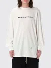 Rick Owens Drkshdw Oversized Long Sleeve T-shirt With Milk Black Print In Weiss
