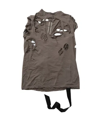 Rick Owens Drkshdw T-shirt With Broken Holes In Green