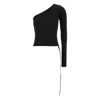 Rick Owens Drkshdw Ziggy Asymmetric-neckline Long-sleeve T-shirt In Black
