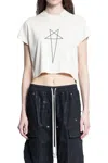Rick Owens Drkshdw "small Level T" Cropped T-shirt In Beige