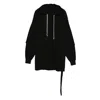 Rick Owens Drkshdw Tommy Layered Drawstring Hoodie In Black