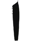 Rick Owens Drkshdw One Shoulder Maxi Dress With Side Slit In Black