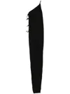 Rick Owens Drkshdw One Shoulder Maxi Dress With Side Slit In Black