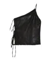 Rick Owens Drkshdw Denim Top With Asymmetrical Neckline And Side Ties In Black