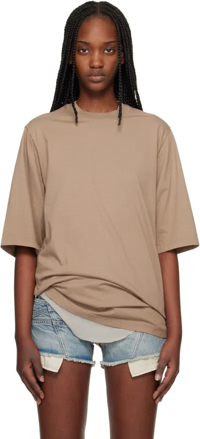 Rick Owens Drkshdw Tan Temple Jumbo Ss T-shirt In Brown