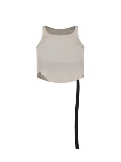 Rick Owens Drkshdw Tank Top Cropped With Fringe In Grey
