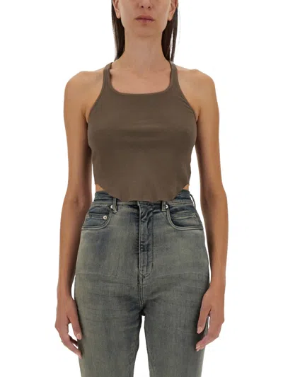 Rick Owens Drkshdw Cropped Fitted Tank Top In Brown