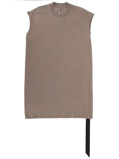 Rick Owens Drkshdw Tarp-t Oversized Asymmetrical Strap Cotton Tank Top In Brown