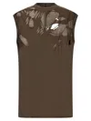 Rick Owens Drkshdw Sleeveless Crew Neck Top With Distressed Detailing In Brown